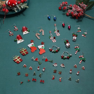 Christmas Earrings Collection Old Man Snowman Bell ear stud