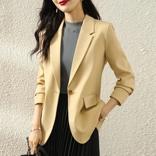 高级感休闲炸街宽松气质西服上衣 新款 黑色小西装 外套女2025春秋季