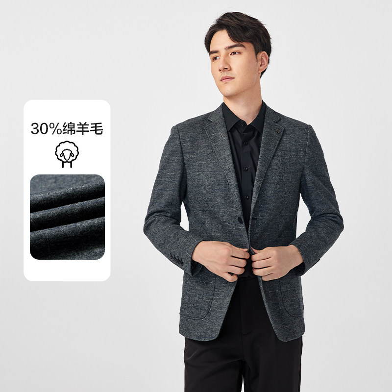 绵羊毛红豆西服春秋休闲正装图片