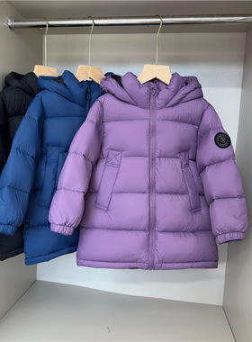 犹家儿童羽绒服中长款加厚90白鸭绒外套中小童连帽护脸防风保暖服