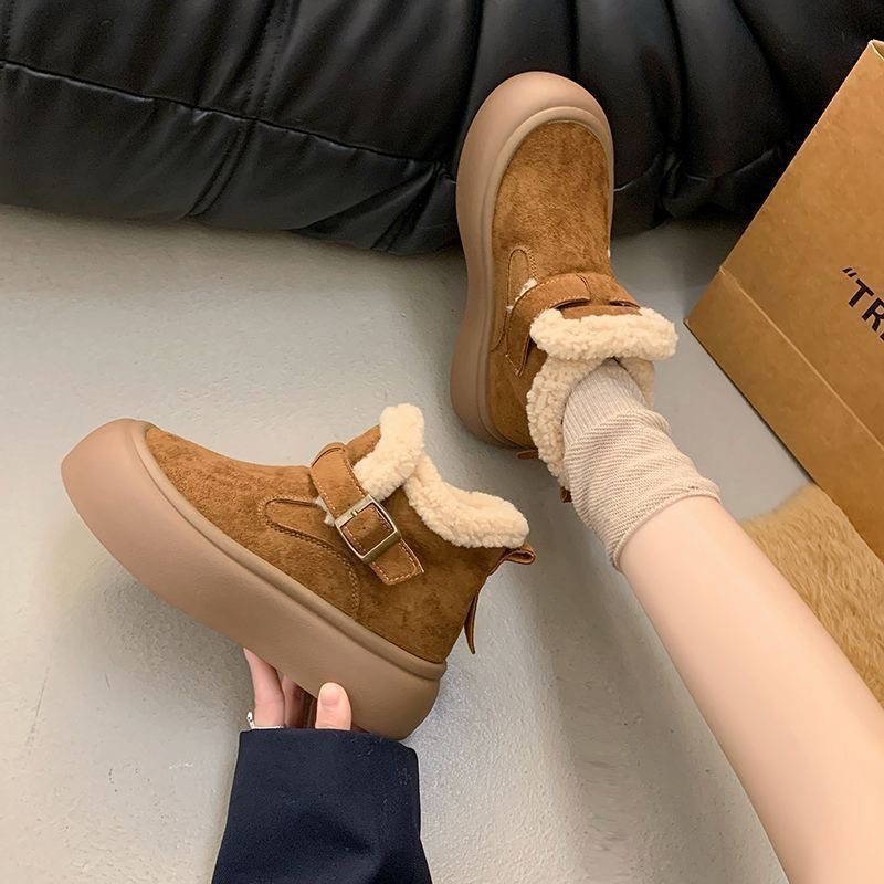 厚底雪地短靴子女冬季加绒加厚保暖2025新款勃肯鞋雪地棉鞋子外穿,女鞋,时尚雪地靴,淘宝优惠券,粉丝福利购,淘宝优惠卷