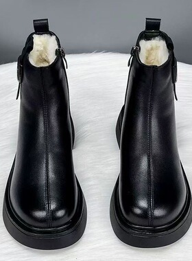 新款防滑大棉靴2025冬季软皮软底雪地靴女加绒保暖厚绒马丁靴女款