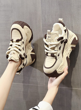 松糕厚底老爹鞋女网红2025春季新款内女鞋百搭显瘦休闲鞋单鞋