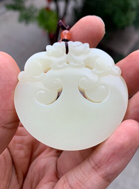 收藏级纯天然正宗新疆和田玉若羌料黄玉双龙壁挂件大师工玉石吊坠
