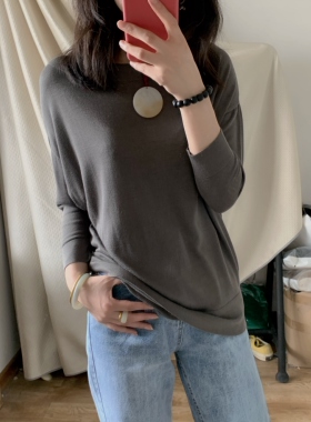 高端精品100纯真丝桑蚕丝长袖T恤衬衫宽松显瘦打底针织上衣女春夏