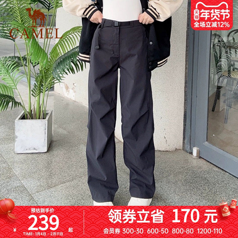 [迪丽热巴同款]骆驼户外冲锋裤女防水防风裤秋冬加绒保暖登山裤男