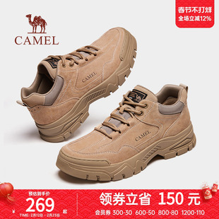骆驼户外休闲男鞋2024冬季新款复古户外登山男士工装鞋休闲美式低