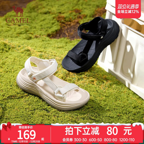 骆驼女鞋2025夏季新款增高沙滩鞋复古休闲运动户外休闲鞋凉鞋女