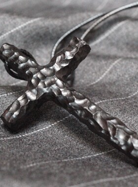 十字架项链紫光檀黑檀木质十字架吊坠挂件乌木车挂汽车挂饰