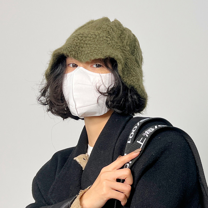 适合短发的帽子素颜针织毛线软帽木耳边渔夫盆帽男女百搭休闲秋冬