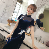 性感走秀宴会长款 中国风改良版 旗袍秋冬2025新款 开叉晚礼服连衣裙