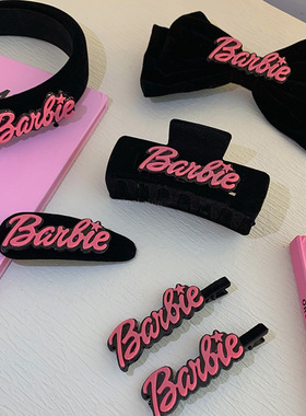 芭比风发夹系列~黑色丝绒蝴蝶结发箍抓夹侧边夹y2k多巴胺发饰头饰