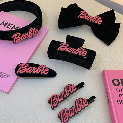芭比风发夹系列~黑色丝绒蝴蝶结发箍抓夹侧边夹y2k多巴胺发饰头饰