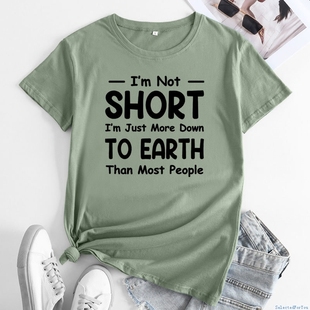 Ladies Cotton tshirt women t-shirt大码宽松英文印花纯棉短袖T