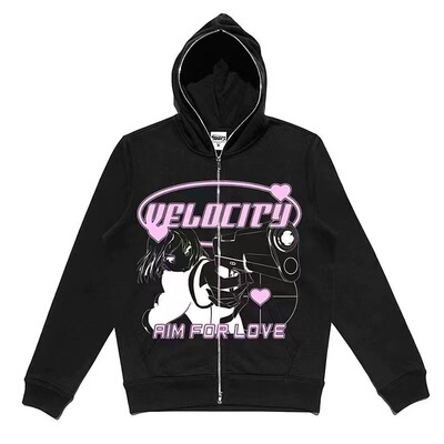 Anime Girl Zipper Hoodie Men Outwear Hooded Sweatshirt Teens