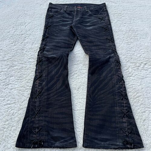 Jeans Streetwear Distressed Ripped Denim Pants Micro Flared