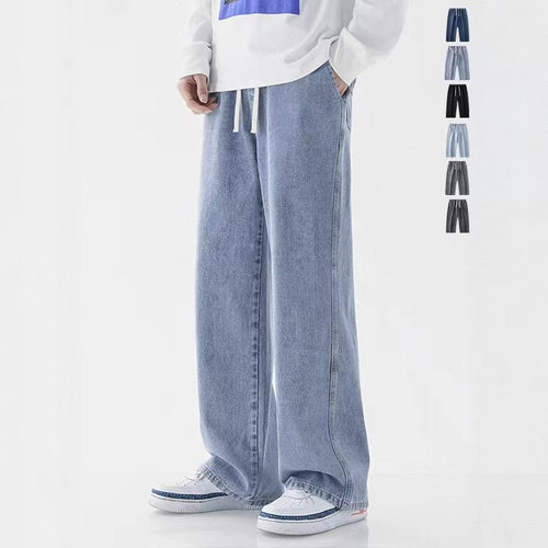 tk直播直筒牛仔裤男薄款潮牌宽松阔腿垂感长裤子baggy jeans y2k