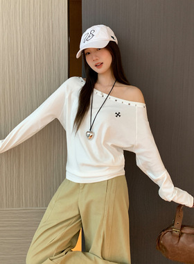 women sexy off shoulder t-shirt lady crop top辣妹性感斜肩