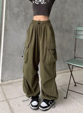 women y2k baggy cargo pants solid low rise joggers pants女裤