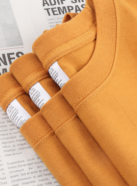 basic cotton tshirt long sleeve tee tops日系250g重磅姜黄色