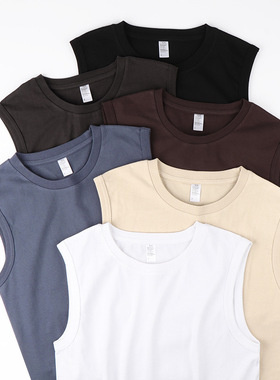 Men Plain Tank Top Women Basic Vest Couple230g重磅纯白色