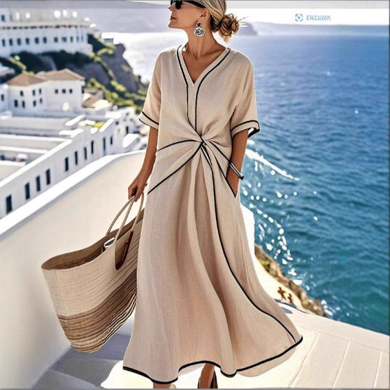 women 2026 dress女士时尚宽松条纹连衣裙ladies