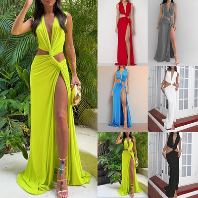 new dress women elegant ladies vestidos2026 欧美新款 纯色