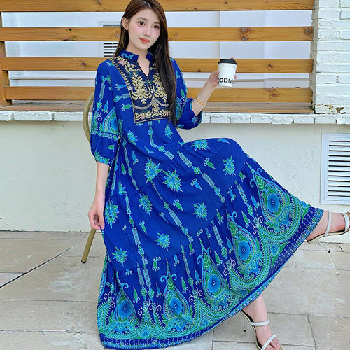 Dress Women Dresses Ladies Beach boho Maxi东南亚长裙连衣裙女