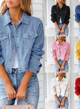 women denim style tops jacket coat欧美新款牛仔外套夹克长袖衣
