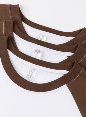 Cotton TShirt Long Sleeve Pullover Tops日系250g重磅浅咖纯棉