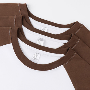 Cotton TShirt Long Sleeve Pullover Tops日系250g重磅浅咖纯棉