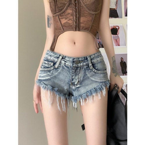 fashion women jeans sexy low rise denim pants低腰裤脚做旧