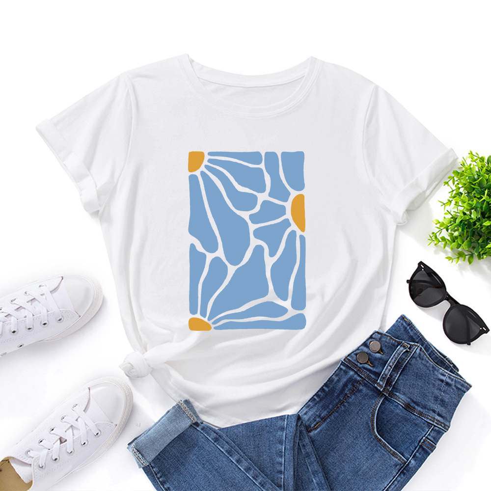 women tshirts cute print ladies t-shirt tee tops 花卉植物