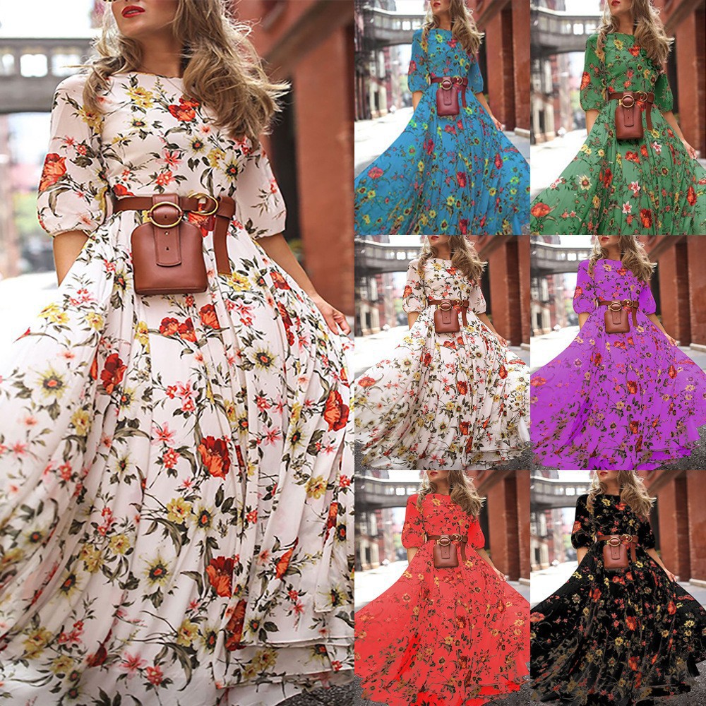 women dress欧美雪纺大摆连衣裙 直gong大摆裙量大优惠