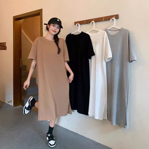 Loose Casual Summer Dress Women's plus Size Knee-Length Slit