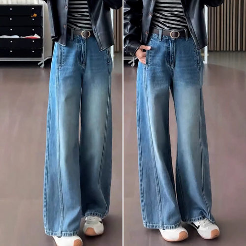 fashion women american retro jeans denim pants台灣流行復古闊