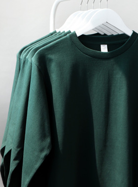 Basic Cotton TShirt Long Sleeve Tee Tops250g重磅墨绿复古