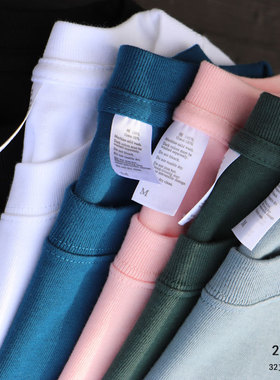 Men Plain Tshirt Women Basic T-shirt歌羽娜270g小领口纯白色