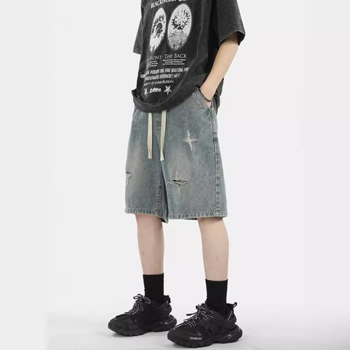 Men jeans jorts man denims pants american trousers美式短裤男