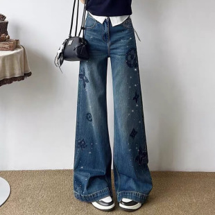 jeans ladies trousers y2k denim baggy leg women wide
