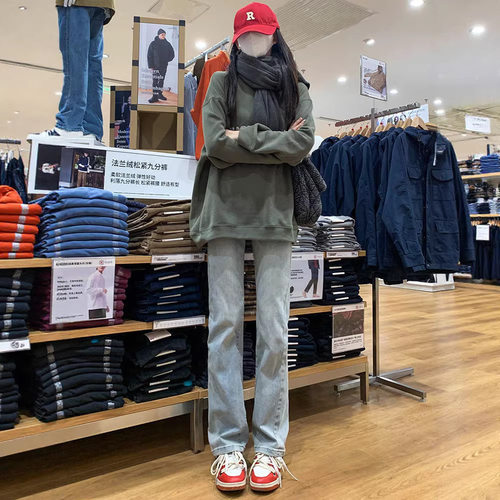 fashion women american retro jeans denim pants浅色水洗直筒