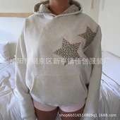 Gray Girls Leopard Loose Unique Hoodie Star Hooded Pullover