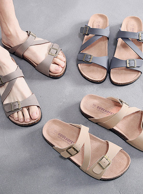 outdoor cork slippers for women man flats sandals slides