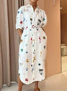 women's new dress ladies fashion dress2026新款时尚宽松翻领