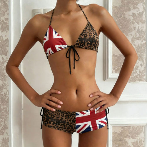 Splicing Split Two Piece Sexy Spice Girl Beach Bikini Set 女