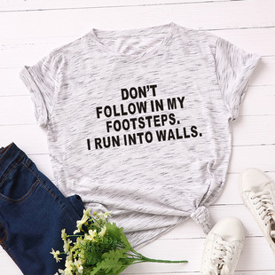 women follow footsteps短袖 5xl宽松don tshirt cotton