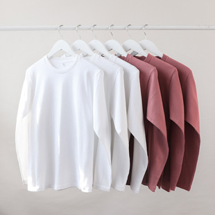 Cotton TShirt Long Sleeve Pullover Tops230g重磅砖红长袖精梳