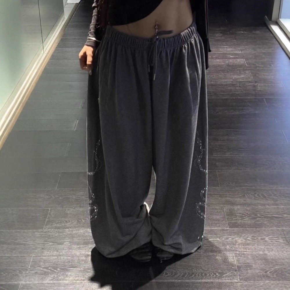 Women Men Y2K Wide Leg Pants Casual Baggy Sweatpants运动长裤