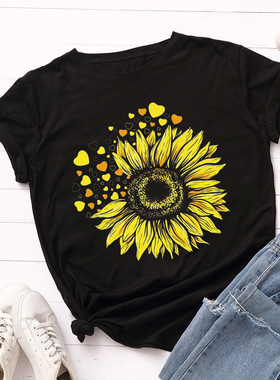 women cotton tshirt summer 宽松圆领纯棉短袖t恤女t-shirt