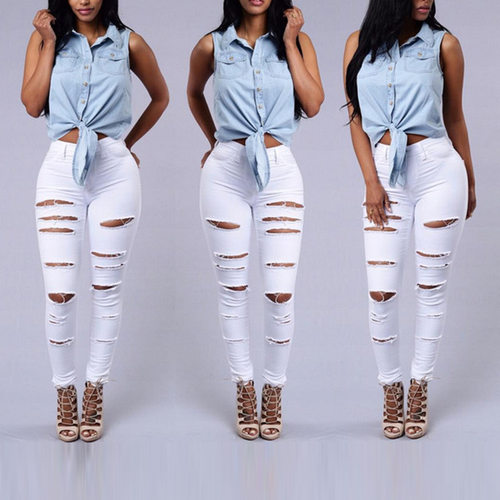 women's jeans stylish ripped denim pants streetwear trousers